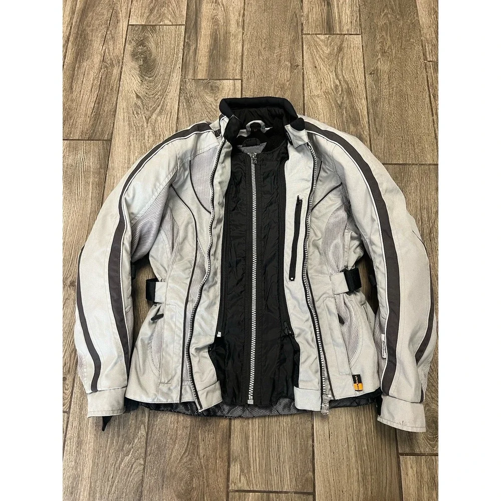 Olympia Moto Sports Jacket Motorcycle MED Cordura Reflective Silver Armored